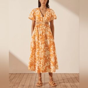 Shona Joy Mirella Drawstring Midi Dress Sz US4